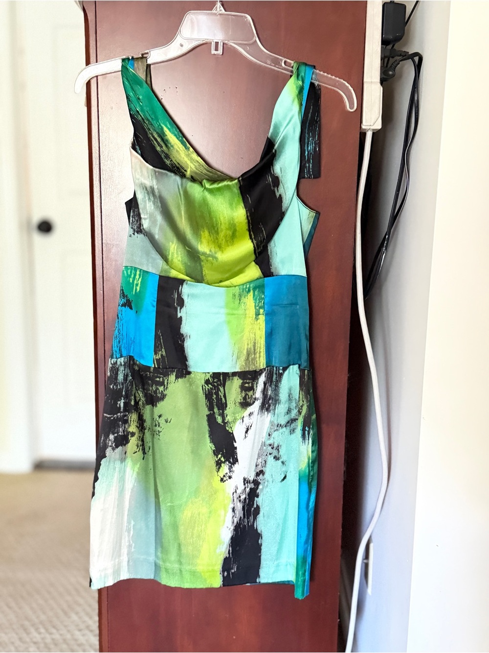 Black Halo Multicolor Abstract Brushstroke Mini Dress